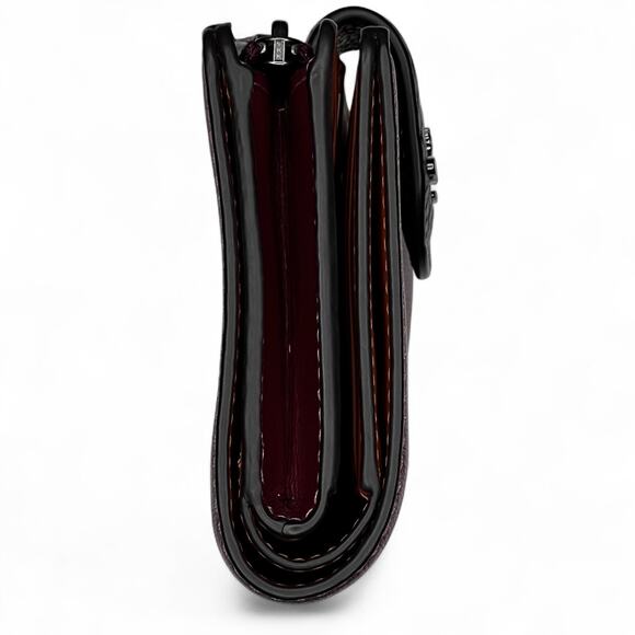 COACH NWT Medium Corner Zip Wallet Colorblock Maroon Burgundy snakeskin leather - Picture 6 of 14